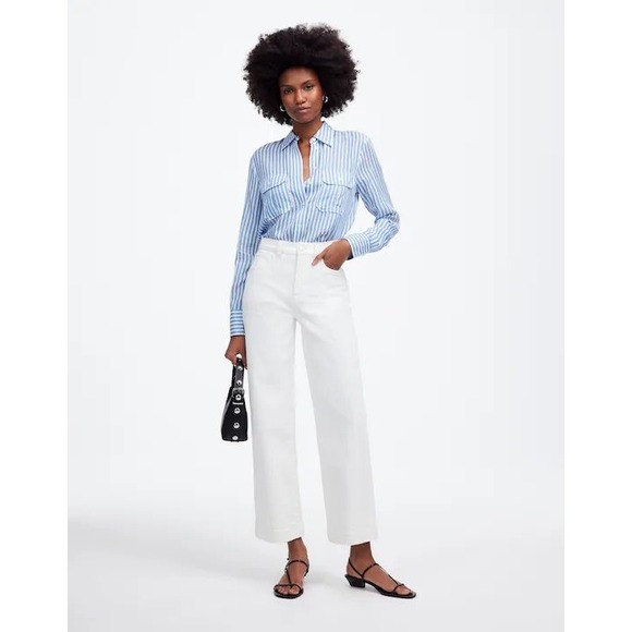 Madewell The Perfect Vintage Wide Leg Crop Jeans Tile White 25P NWT 2 Petite - Picture 1 of 9